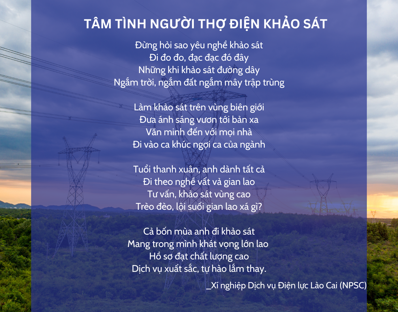 Bài thơ: Tâm tình người thợ điện khảo sát